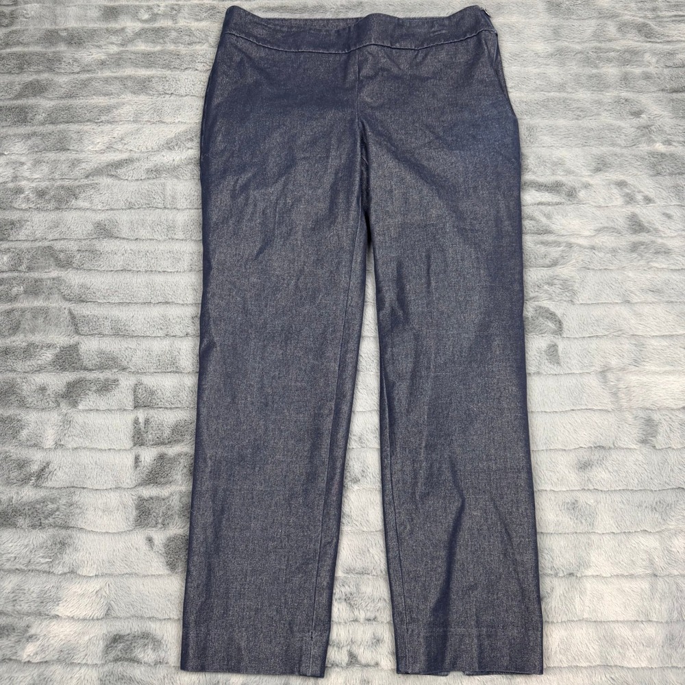 Talbots Chatham Ankle Pant 6 Dark Indigo Side Zip Stretch Slim Leg Trousers
